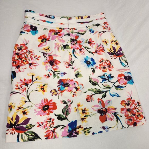 ISABELLA DeMARCO Feminine Romantic Linen Blend Ivory Floral Print Skirt Size 12. - Picture 6 of 16